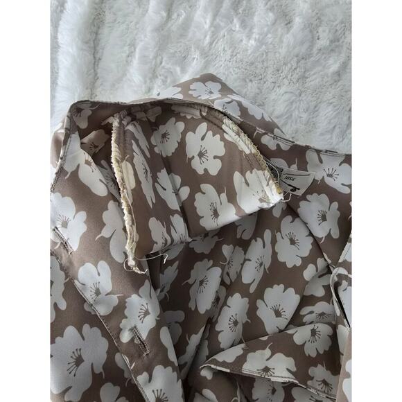 Vintage Orvis Tradwife Pleated Tan Floral Print Button Collared Midi Dress L‎ - Picture 8 of 12